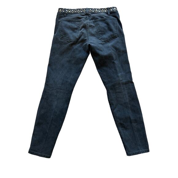 Current/Elliott Stiletto Jeans 27 Black Skinny Low Rise Studded Designer Rocker - Picture 3 of 15